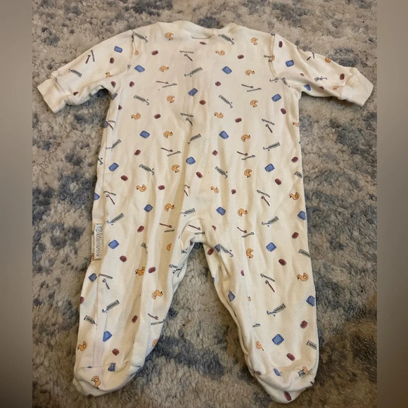 Vitamins Baby Cream Footed Onesie Pajamas Duck Toothbrush Print Size 0-3 Months - Picture 7 of 7